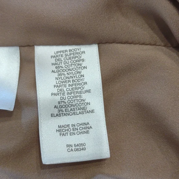 Anne Klein Sleeveless Lace Overlay Cotton Blend Tiered Skirt Tan & White Dress - Picture 10 of 11